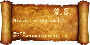 Mizsialko Barnabás névjegykártya
